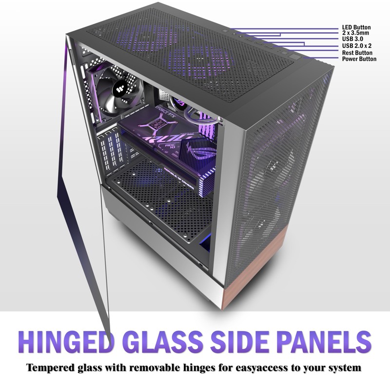 KEDIERS PC CASE ATX 3 Case Fans Pre-Installed, Mid Tower