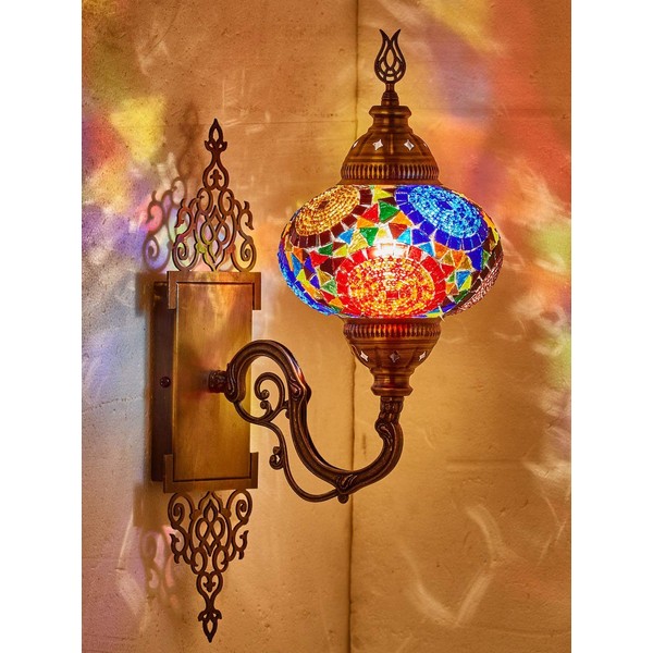 (10 Colors) DEMMEX Turkish Moroccan Tiffany Style Mosaic Wall Sconce Lamp Light