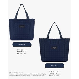 SATIN SAINT Quilted Tote Bag for Women, 20L Womens Commuter Totebag, Unisex College Work Tote, Lightweight Tote for Yoga Gym, Medium in Navy Blue