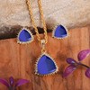 LMDPRAJAPATIS Certified Blue Sapphire Necklace & Earring Set For Women