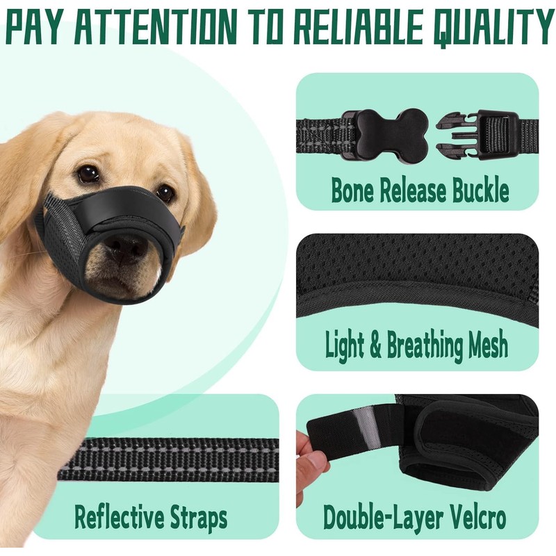 Dog Muzzle, Air Mesh Breathable Muzzle for Medium Large Sized