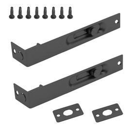 Luomorgo 2 Pcs 6 Inch Flush Bolt, Heavy Duty French Door Lock, Stainless Steel Double Door Latches, Concealed Slide Lock Bolt for Patio Wood Door (Black)