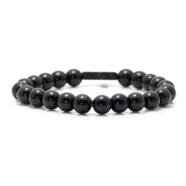 Xusamss Fashion Religious Cross Bracelet 8mm Tiger Eye Turquoise Beads Elastic Bracelet,7 1/2 wrist(Black Agate)