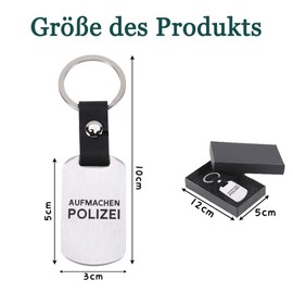 YRsorn Open Police Keyring as a Gift – Police Gifts, Men's Friend Keyring Funny, silver