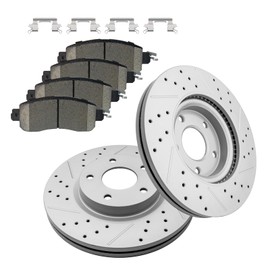 Fraxle Front Drilled & Slotted Disc Brake Rotors and Ceramic Brake Pads kit for Nissan Altima 2013 2014 2015 2016 2017 2018 2019 2020 2021 2022 2023