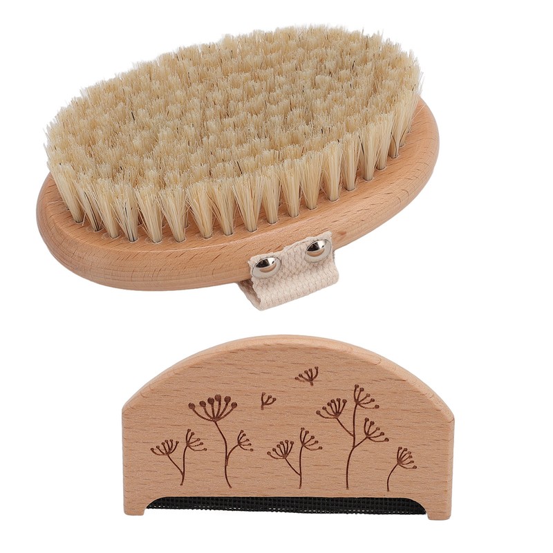 2PCS Set Sweater Cleaning Shaver Set Oval Beech Wood Bristle