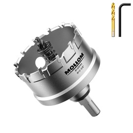 Mollom (2-3/8''|60mm) Heavy Duty Carbide Hole Saw with 2 Pilot Drill Bits, Hole Cutter cuts Stainless Steel, mild Steel, Iron, Copper, Brass, Plastic