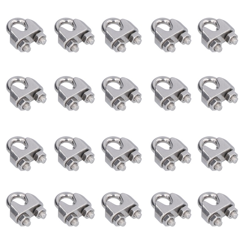 20Pcs Stainless Steel Wire Rope Clamp Hardware Rigging Cable Clip