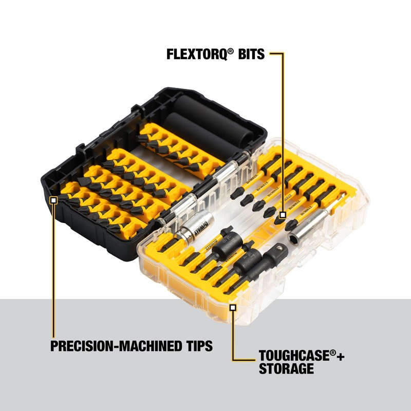 DEWALT DWA2NGFT40IR Impact Ready Flextorq 40-Piece Steel Screwdriver Bit Set