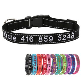 Collar de Perro Nylon Reflectante con Nombre Personalizado Collar Perro Pequeño Mediano Grande                                                        