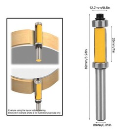 Bestgle 8mm Shank Pattern Flush Trim Router Bit withTop and Bottom Bearing Woodworking Milling Cutter Tool (25mm Cutting Length)