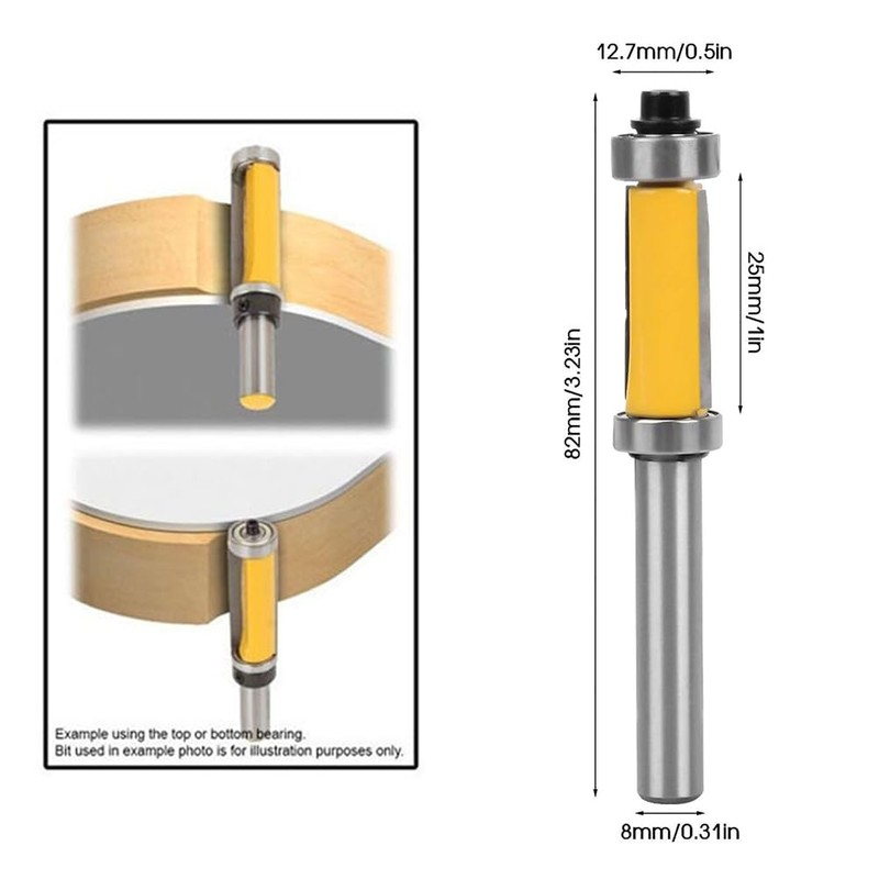Bestgle 8mm Shank Pattern Flush Trim Router Bit withTop and