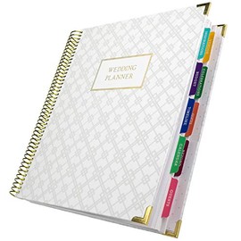 Global Printed Products Wedding Planner 9x11 Hardcover Organizer, Bookmark, Planning Stickers, Business Card Holder, and Pocket Folders