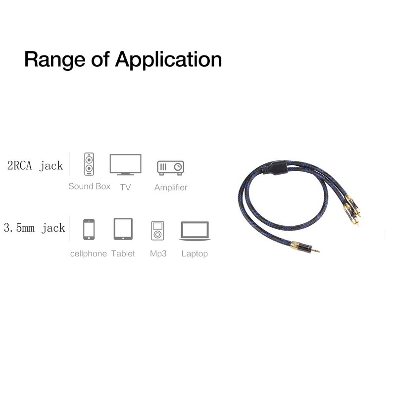 KUYIOHIFI Dual Shielded (OD 8.0mm) 3.5mm AUX to 2 RCA