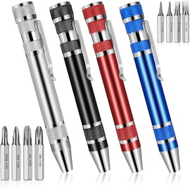 VIVIIHOO Pack of 4 8 in 1 Pen Screwdriver Set Pocket Screwdriver Mini Magnetic Portable Crossing Slotted Screwdriver Hand Tool