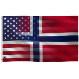 3x5 ft Norwegian American Hybrid Flag: 100% Polyester Banner, Brass Grommets & Strong Canvas Header, For Use Outdoor or Indoor