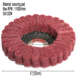 MiJunHD 4inch 100mm Nylon Fiber Flap Disc, Red 320 Grit Abrasive Buffing Sanding Wheel Grinding Scouring Pad for Angle Grinder Polishing Tool (Bore diameter:16mm,1Piece)