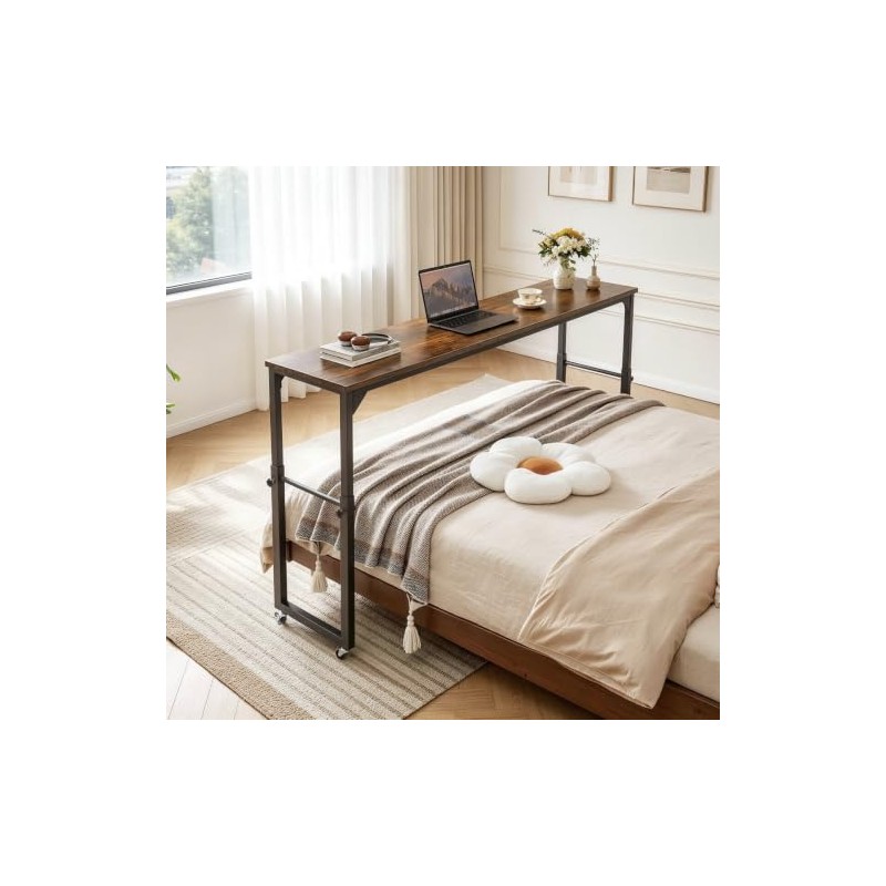 Aibiju Over Bed Desk with Wheels Adjustable Height, King Size