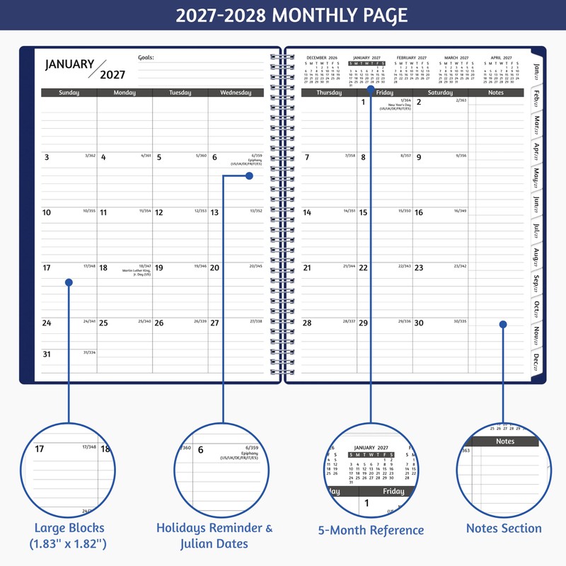 2027-2028 Monthly Planner, 18 Months Calendar Planner 2027-2028 from Jan