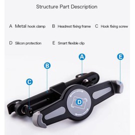 K-S-Trade Quality & Innovative Tablet Holder for Doogee T20 Car Headrest Holder 360° Car Seat Mount Headrest Holder Tablet