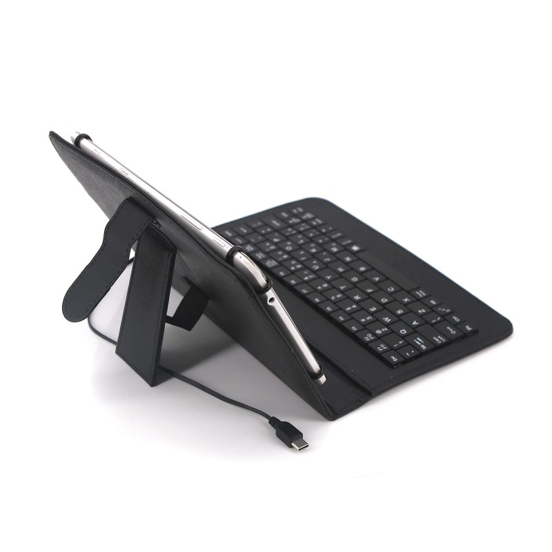 Universal Wired Type-C Slim BLACK Lightweight Stand Cover Keyboard Case