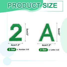 sourcing map 72 Pcs Iron on Letters and Numbers, 1.5 Inch A-Z Letter Patches and 0-9 Number Patches for Clothing Green Iron on Numbers Small Embroidered Patches for Jacket Clothes Hat Sock DIY