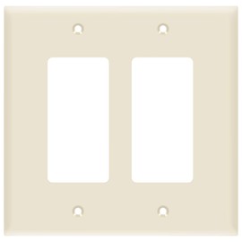 ENERLITES Decorator Light Switch or Receptacle Outlet Wall Plate, Gloss Finish, Midway Size 2-Gang 4.88" x 4.92", Unbreakable Polycarbonate Thermoplastic, UL Listed, 8832M-LA, Light Almond