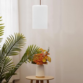 Generic Square Glass Lamp Shade, White Frosted Cylinder Pendant Shade Replacement for Living Room, Bedroom, Kitchen, 6"H, 3.93"W, Fitter:1.65"