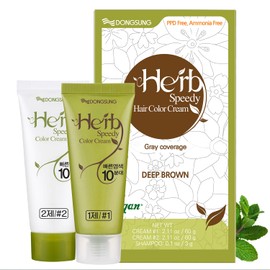 Herb Speedy Color Cream (Deep Brown, 1 Pack) PPD Free, Ammonia Free, Vegan Hair Dye Contains Sun Protection Odorless No more Eye and/or Scalp Irritations From Coloring For Sensitive Scalp