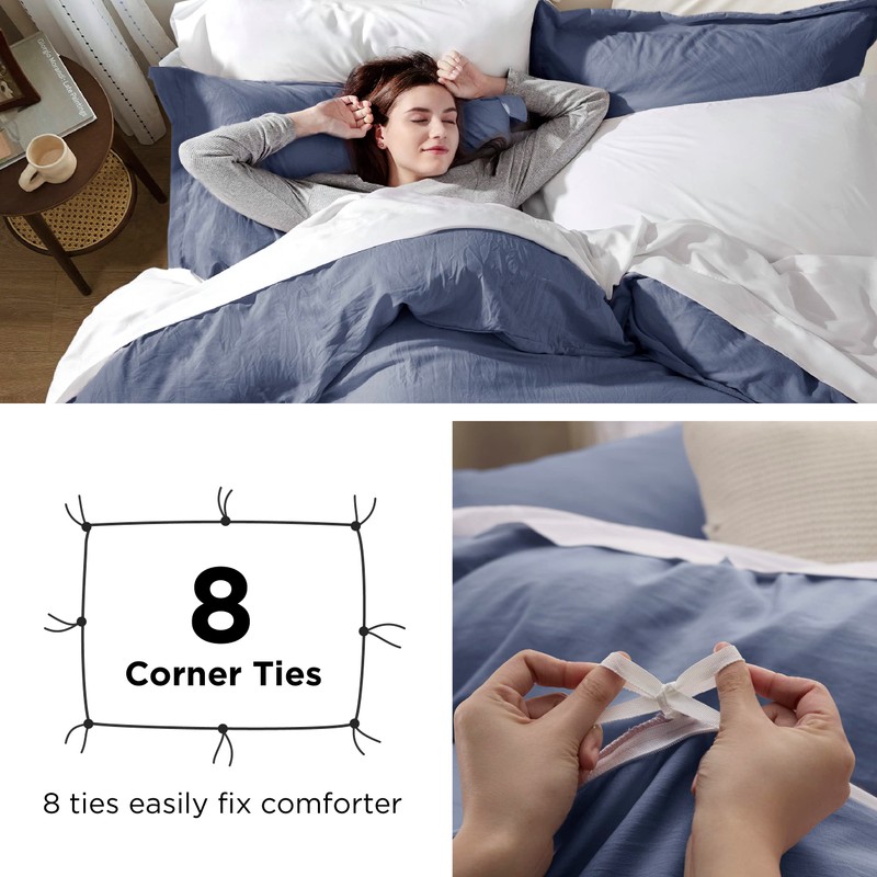 Bedsure Bedsure Slate Blue Duvet Cover King Size - 3