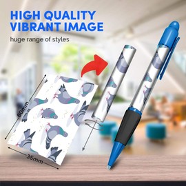 1 x Blue Ballpoint Pen (Black Ink) - Pigeon Bird Cartoon Pattern #15995