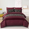 Luxudecor Burgundy Comforter Set Queen Size 7 Pieces Red and