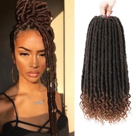 Goddess Locs Crochet Hair 6 Packs 18 Inch Straight Faux Locs Crochet Hair for Black Women, Crochet Pre-Looped Curly Hair Soft Faux Locs Synthetic Braiding Hair Extensions (18 Inch, 6 Packs, 1B-30#)