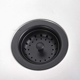 Decor Star KD-001-M 3 1/2" Drop-In Kitchen/Bar Sink Basket Strainer, Matte Black
