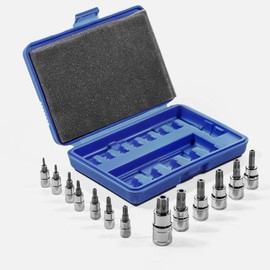 Stark USA 13pcs Security Torx Bit Socket Set - 1/4", 3/8" and 1/2" Drive Sizes Range - T8-T60 with Storage Case