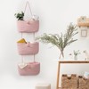 TeoKJ Over the Door Hanging Baskets with Button Strap, 3-Tier