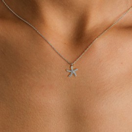 Starfish Necklace for Women, Dainty Silver Starfish Pendant Necklace Cute Simple Chain Necklaces for Women Trendy Jewelry