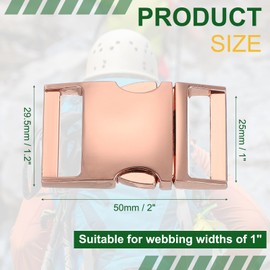 PATIKIL Metal Buckle, 4 Pack Quick Side Release Clips for Luggage Belt Strap Backpack Webbing(1" x 1.6", Rose Gold)