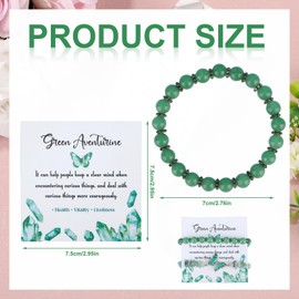 2pcs Bracelets for Women Men, 0.3 Inch Diameter Bracelets Stones and Crystals Elastic Natural Gemstone Bracelet Bead Bracelets for Valentine’s Day Birthday Gift (Green Aventurine)