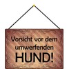 Tin Sign 20 x 30 cm Curved with Cord "Vorsicht