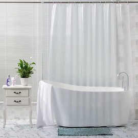 Lkw Ogechi Transparent Shower Curtain 180 cm - 300 cm Extra Width, 200 cm Drop PVC Waterproof and Anti-Mould Transparent Bathroom Curtain, Quick Drying Clear Shower Curtain (240 x 200 cm)