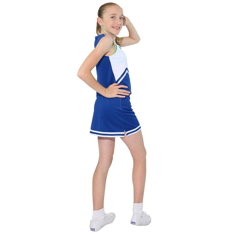 Danzcue - Falda de uniforme para niños, Azul real/Blanco, Small