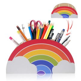 INHEMING Rainbow Pen Holder, Pen Holder, Desk Organiser, Table Organiser, Wooden Pen Organiser, Pen Holder for Girls - Pen Cup, Table Organiser