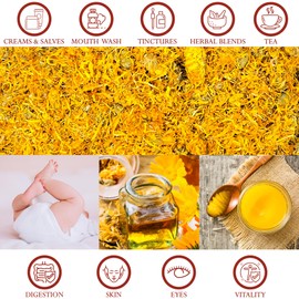 Foothills Naturals Calendula Flowers Whole Organic - 1 Pound/454 Grams. Cooking, Cosmetics, Herbal Recipes