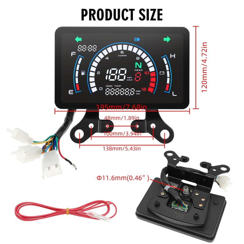 MAIMEIMI Motorcycle Speedometer Cluster Mechanical Digital Speedometer for Moto with