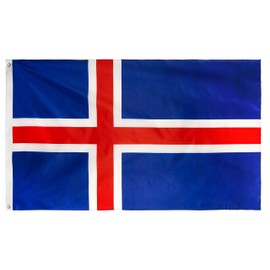 DANF Iceland Flag 3x5 Foot Polyester Icelandic National Flags Polyester with Brass Grommets 3 X 5 Ft