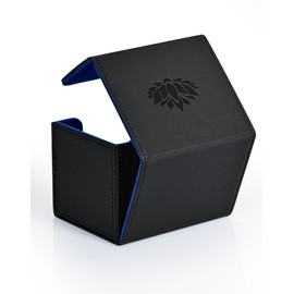 UAONO Deck Box for MTG Cards, Large Card Deck Case Fits 120+ Sleeved Cards, Magic Commander Deck Box with 2 Dividers Compatible with all Collectible Trading Cards (Black&blue,Lotus)