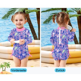 BesserBay Baby Girls' Cute Rash Guard One-Piece UPF 50+ Long Sleeve Swimsuits 0-36 Months, Seabed #1