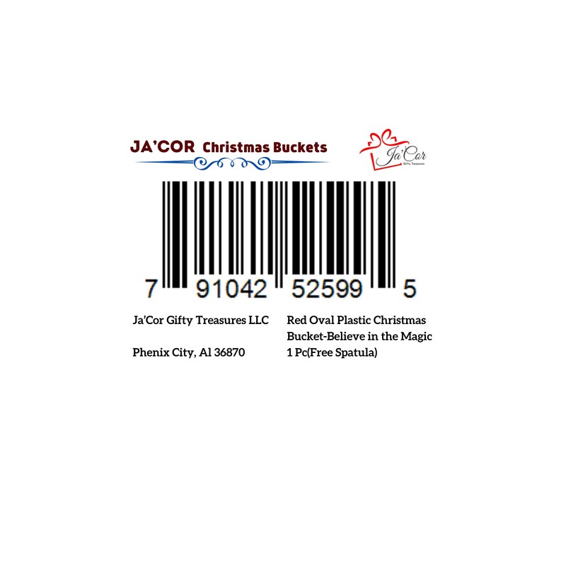 Ja'Cor Christmas Red Plastic Oval Buckets with Handles, Gift Baskets