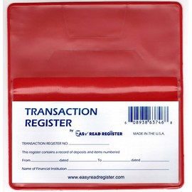 5 Checkbook Transaction Registers with Vinyl Checkbook Cover (Candy Red)